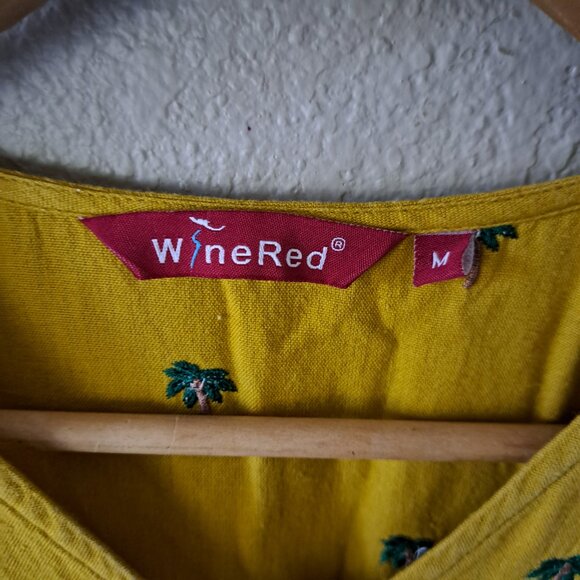 ❤️WINERED Modern Whimsical Yellow Peplum Blouse Size M - Picture 5 of 6